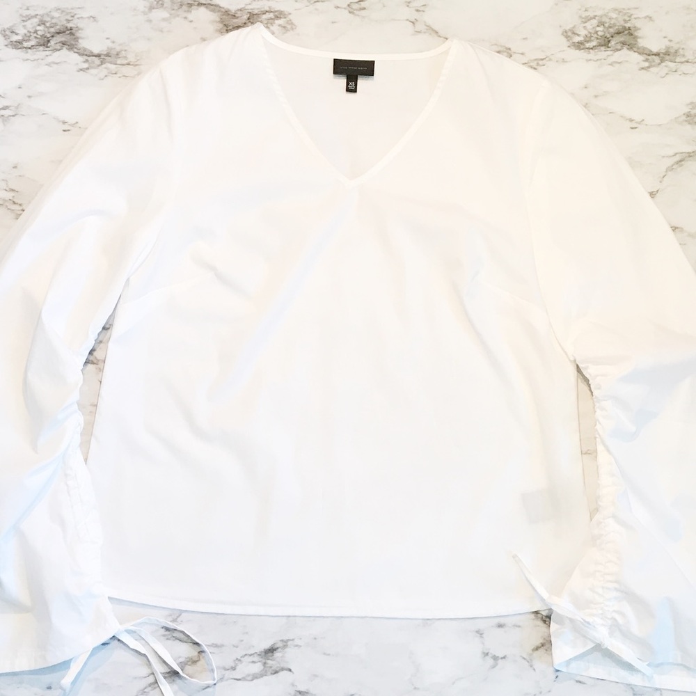 WHO WHAT WEAR Long Bell Sleeve Blouse - WHITE!